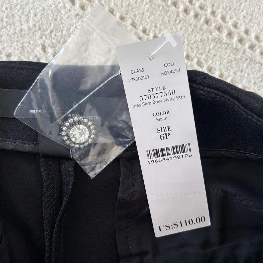 WHBM Black Stretch Extra High-Rise Slim Boot Trouser Size 6P NWT‎